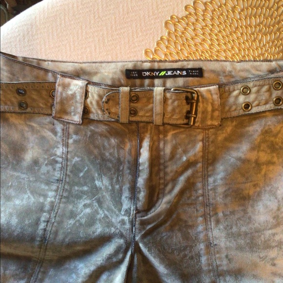 DKNY Jeans distressed suede zip front pants - Picture 2 of 6